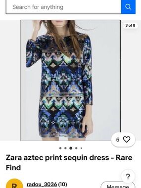 Zara Multicolor Aztec Sequin Shift Dress